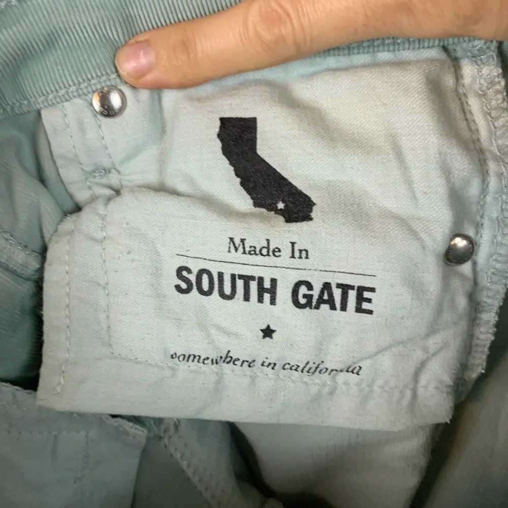 AG Adriano Goldschmied Pants 27 R  Stevie Slim Straight Corduroy‎ Mint Green